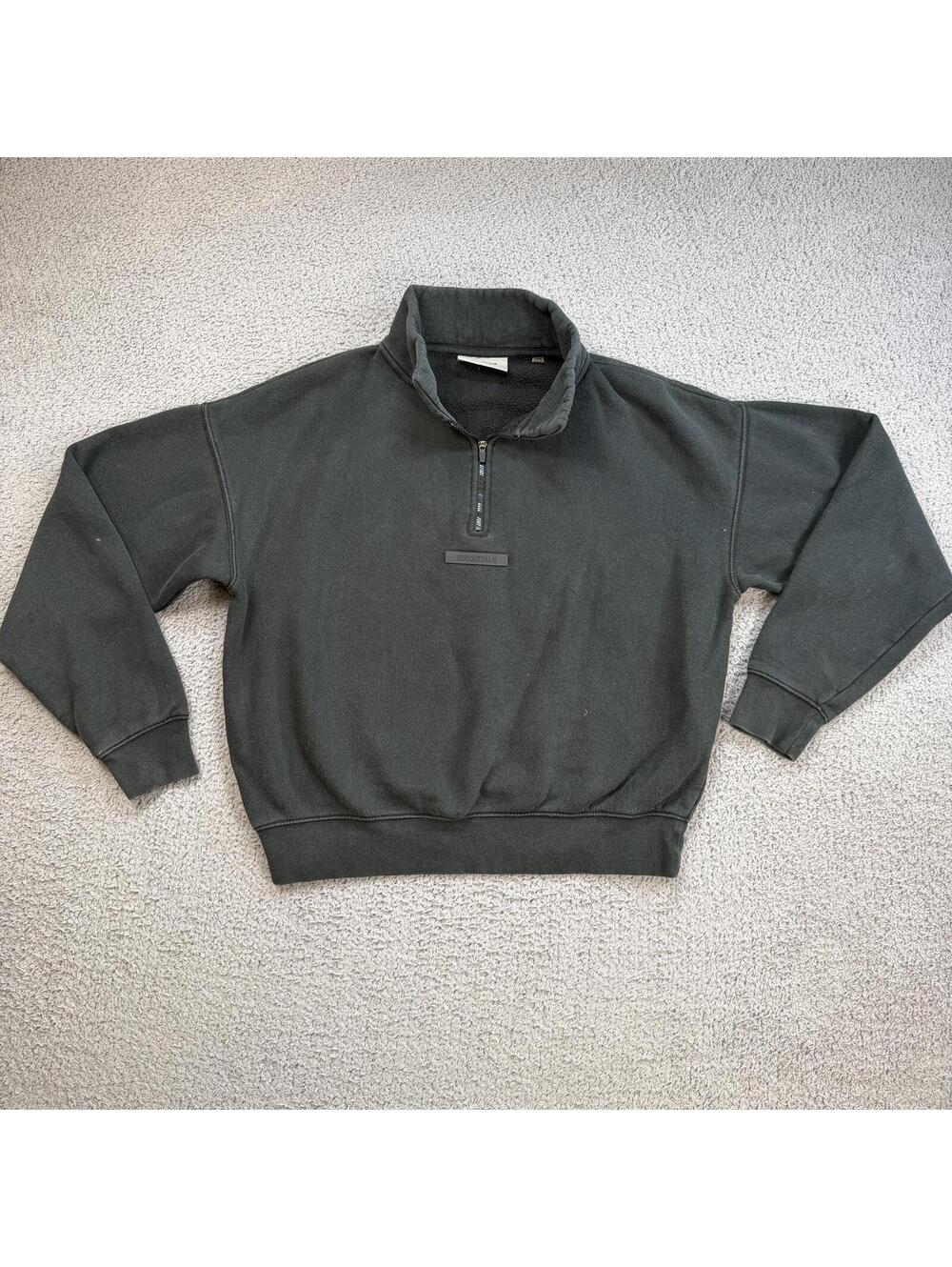 Fear Of God Essentials Quarter Zip Sweatshirt Faded Black Women Cropped Boxy Fit